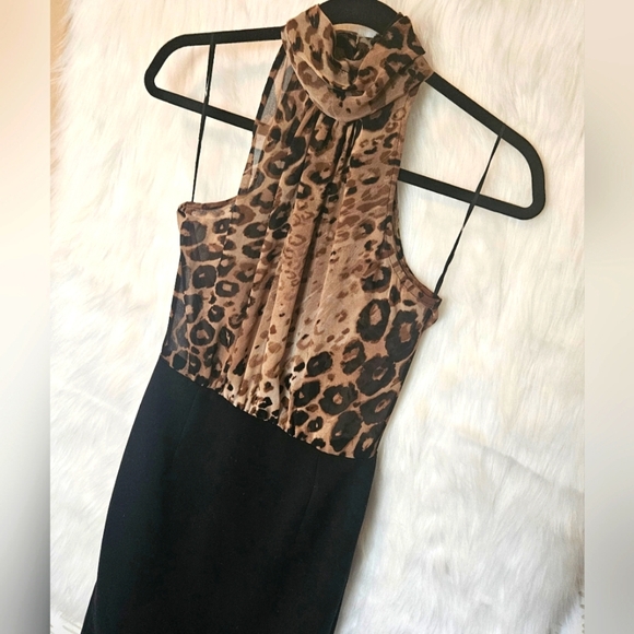 Zara Classic Halter Choker Leopard Print Mini Dress - Picture 2 of 6